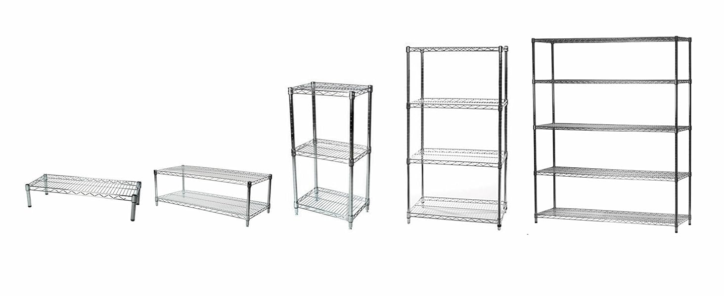 Shelving Inc. 10" d x 18" w x 54" h Chrome Wire Shelving