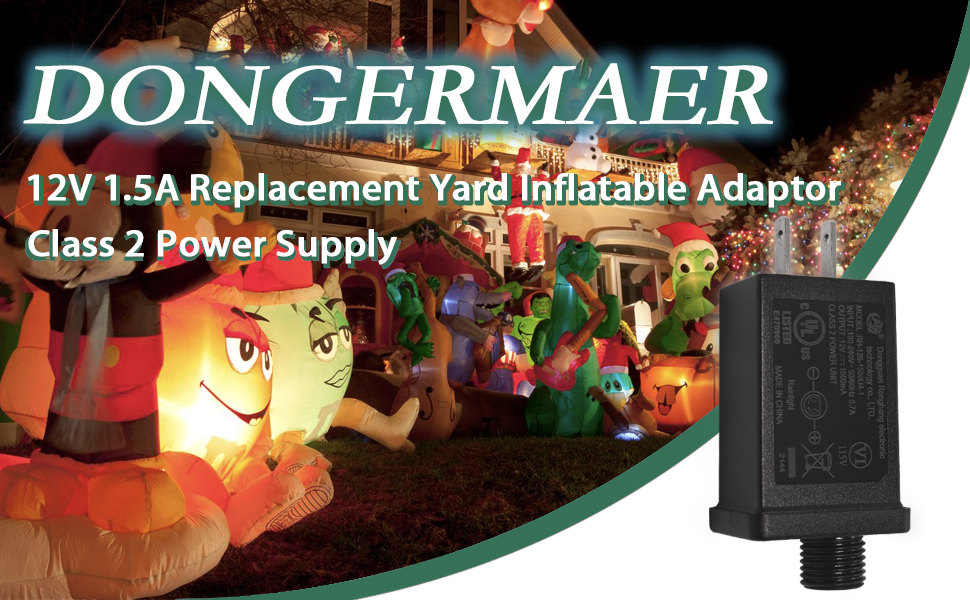Replacement Christmas Inflatable Adapter, 1.5A 12V Class 2