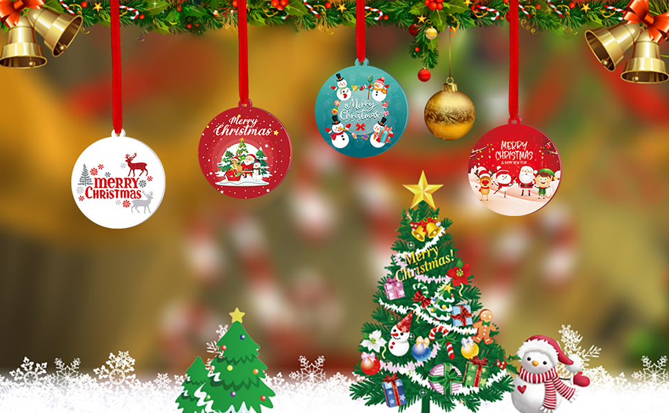 Christmas Ornaments 2023, 4Pieces Unique Acrylic Christmas Ornaments for Tree Home