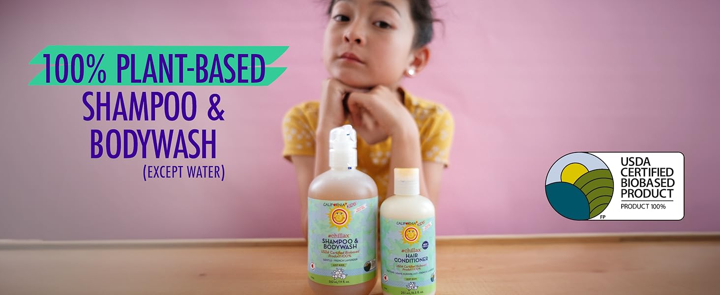 California Kids Chillax Shampoo & Bodywash is USDA Certified 100% Bio-Based.