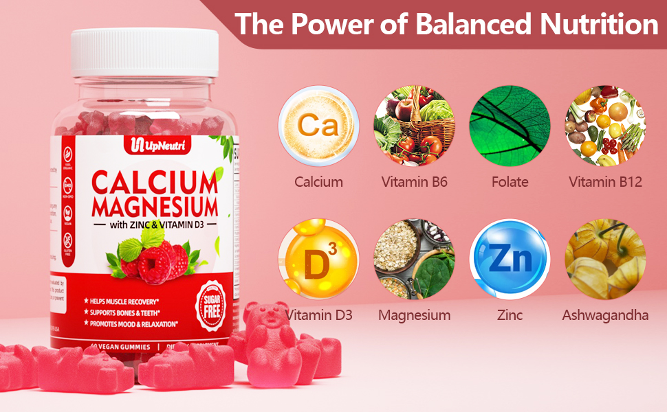Calcium Magnesium Zinc with Vitamin D3 Gummies, Sugar Free