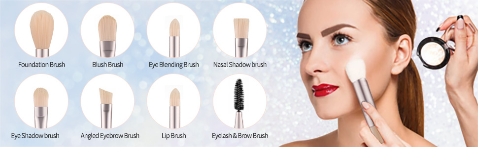 Different function makeup brush name comparison chart
