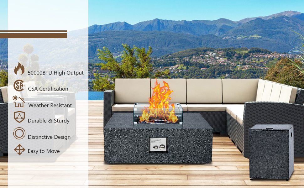 2-Piece Outdoor Propane Firepit Table Set