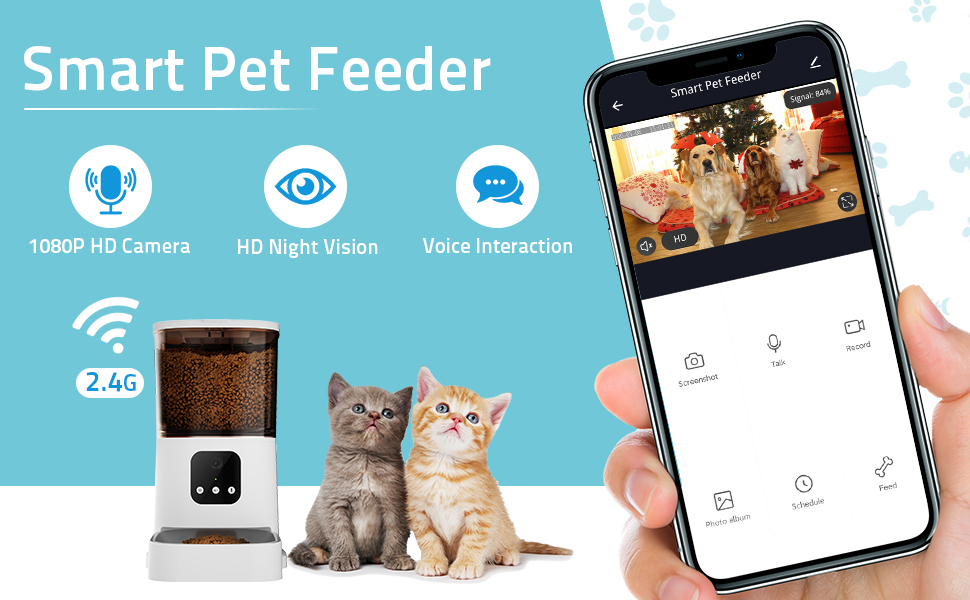 Advwin 6L Automatic Cat Feeder with 1080P HD WiFi Pet Night Vision