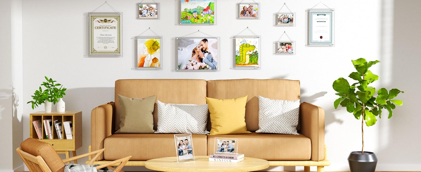 AITEE 11x14 Acrylic Picture Frames 2 Pack, Clear Desk Picture Frames with Stand