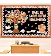 FYSUIMU 73Pcs Fall Reading Bulletin Board Decoration Set Pastel Maple Leaves Tree Book Paper Cuto...