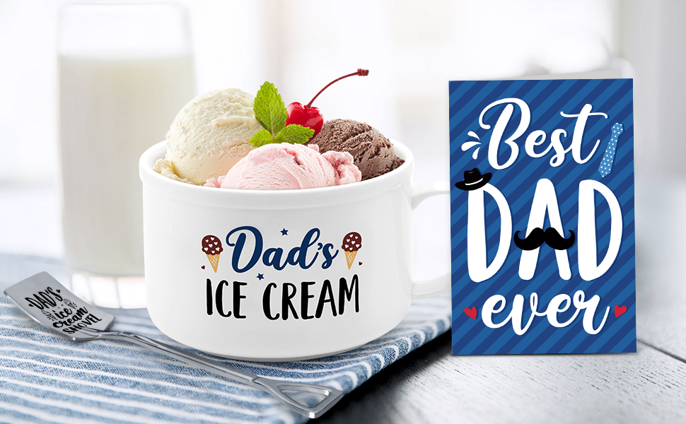 Nefelibata Dad's Ice Cream Bowl and Spoon Set with Best Dad