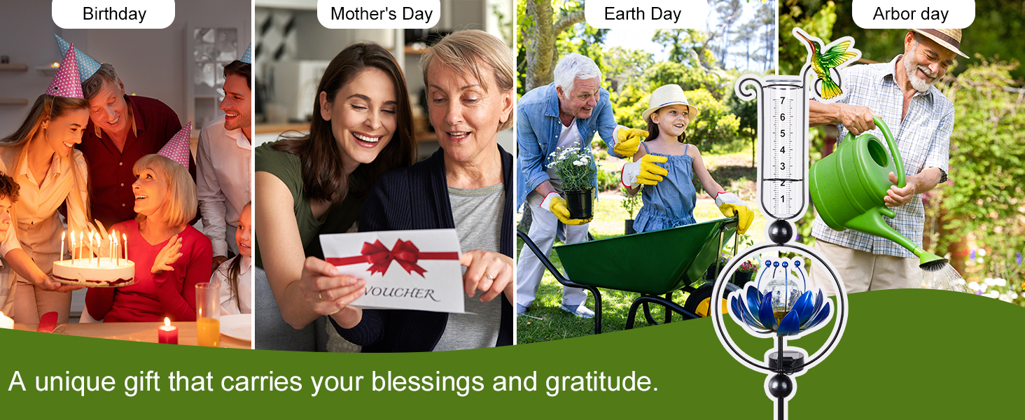 crackle glass solar lights rain gauges for yard plastic rain gauge decorative rain gauge hummingbird