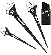 3-Piece Adjustable Spud Wrench Set, 10-inch, 12-inch, 16-inch, SAE and Metric Scale Marked, CR-V ...
