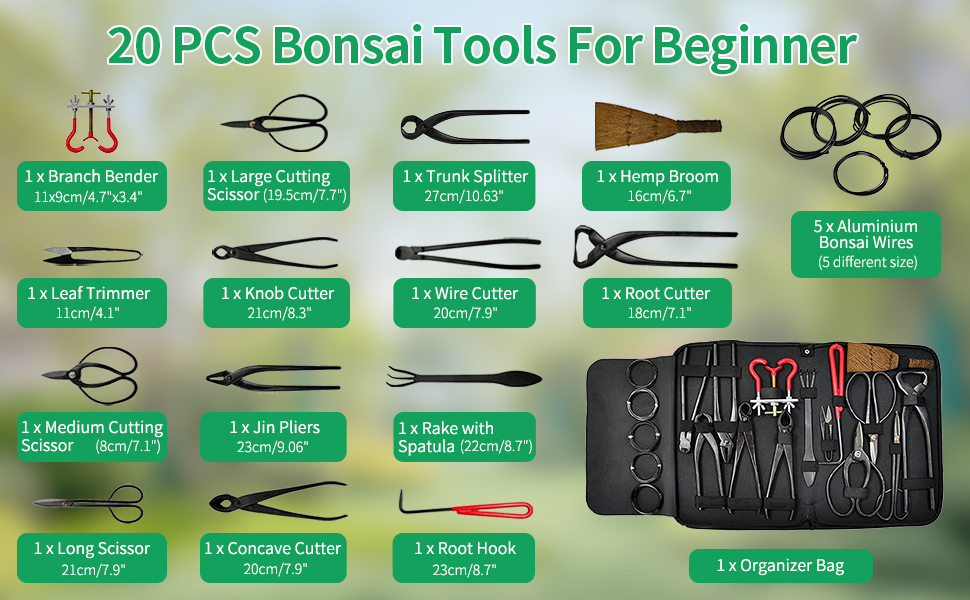 Voilamart Bonsai Tools, 20PCS Bonsai Tool Set Bonsai Tool Kit With 4