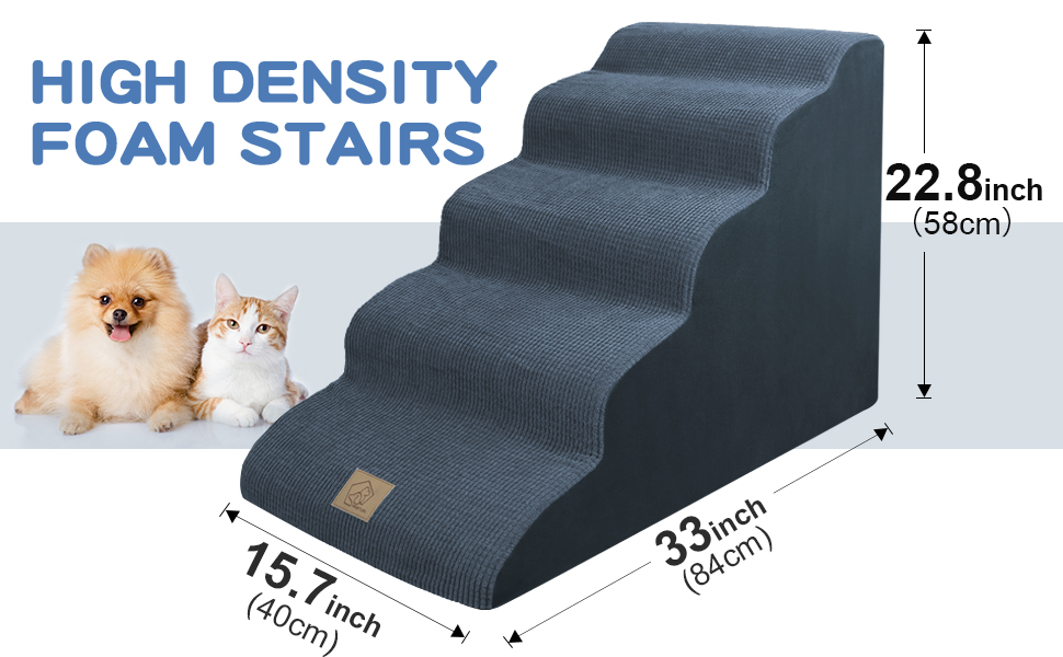 5Tiers High Density Foam Dogs Ramp Stairs,23'' Height Pet Stairs for Joint Injury