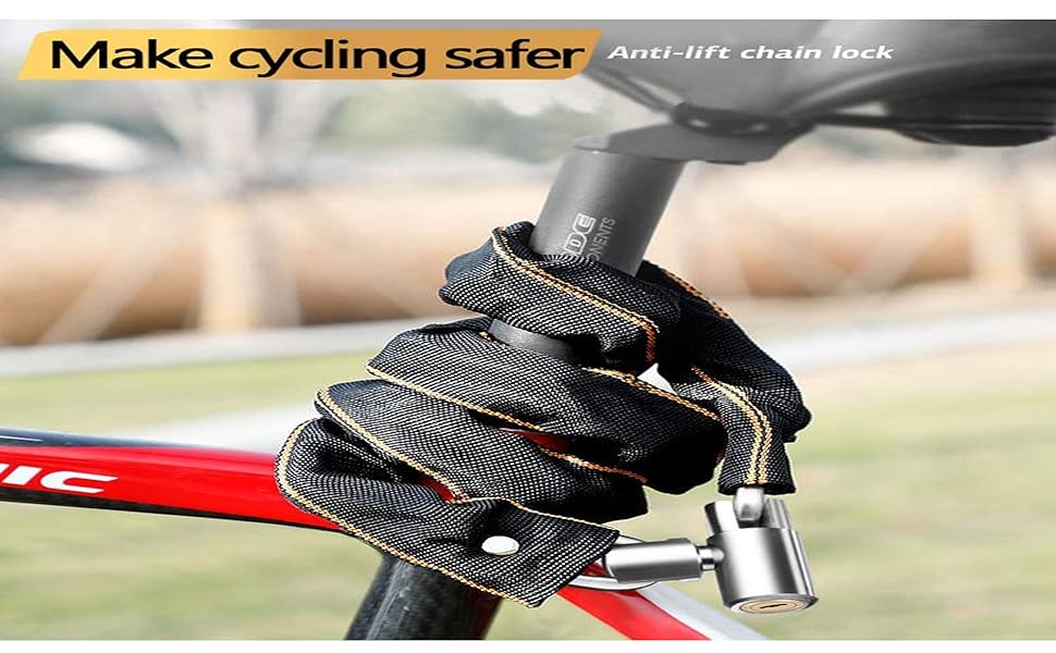 2 Pieces Bicycle Chain Lock,Chain Bicycle Lock Durable