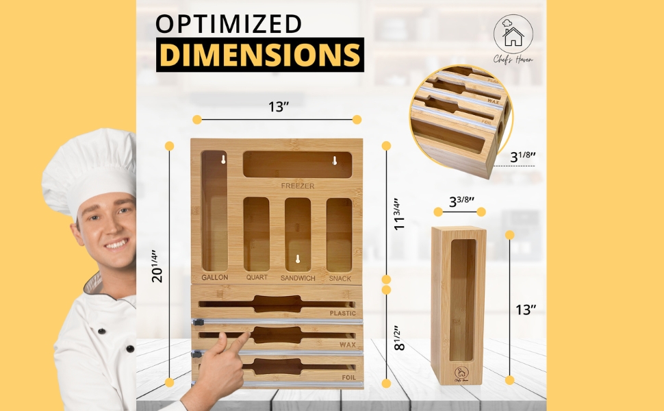 Ziplock Bag Organizer holder gadgets accessory appliance home bamboo organization baggie reusable