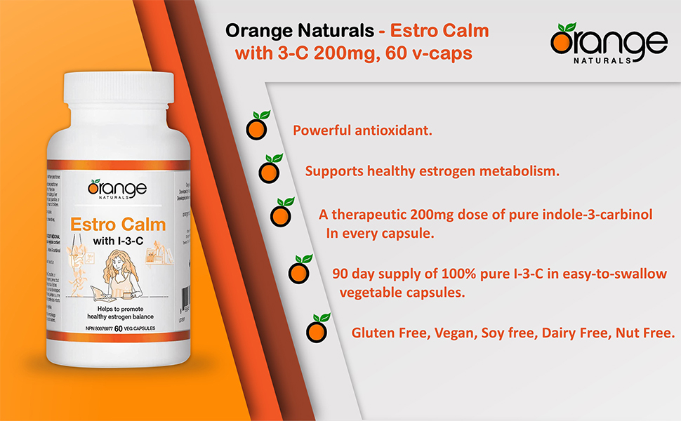 Orange Naturals Estrogen Calm with Indole3Carbinol 200mg 60 vCaps Womens Hormone