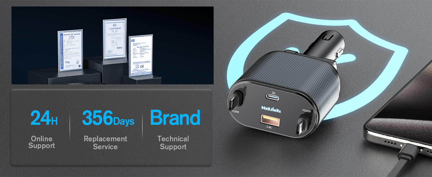 Retractable Car Charger 4 in 1 Fast Charging Adapter