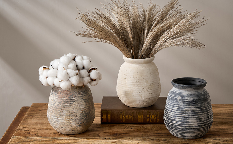 Amazon.com: SIDUCAL Ceramic Rustic Farmhouse Vase | 7.3 Inch