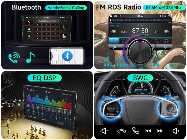 Car stereo car radio head unit bluetooth FM RDS radio EQ DSP SWC