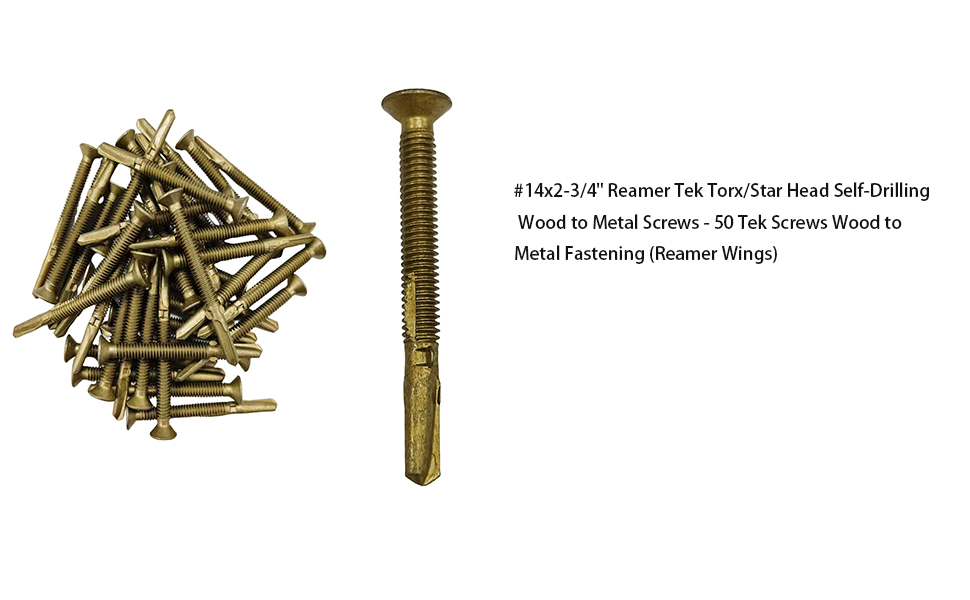 14x23/4" Reamer Tek Torx/Star Head SelfDrilling Wood to Metal Screws