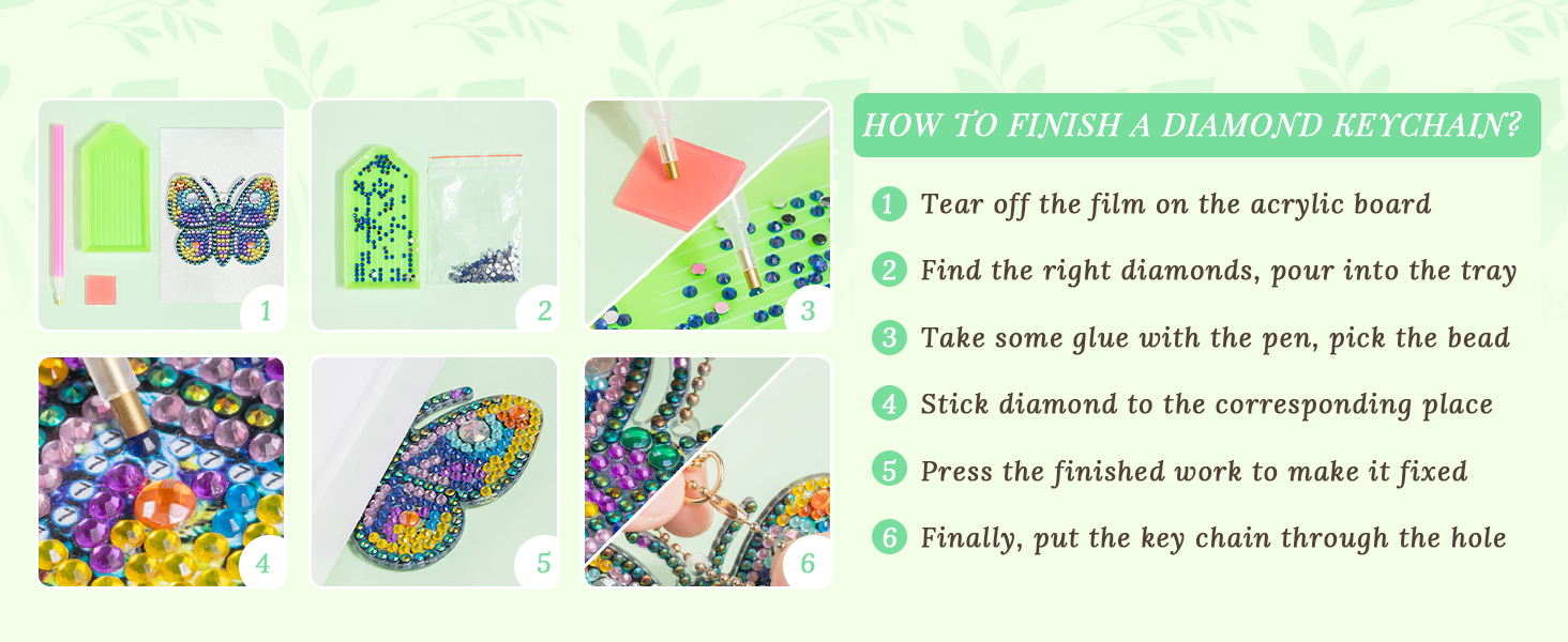 Sonsage 5 PCS Diamond Art Painting Keychains Kits for Adult