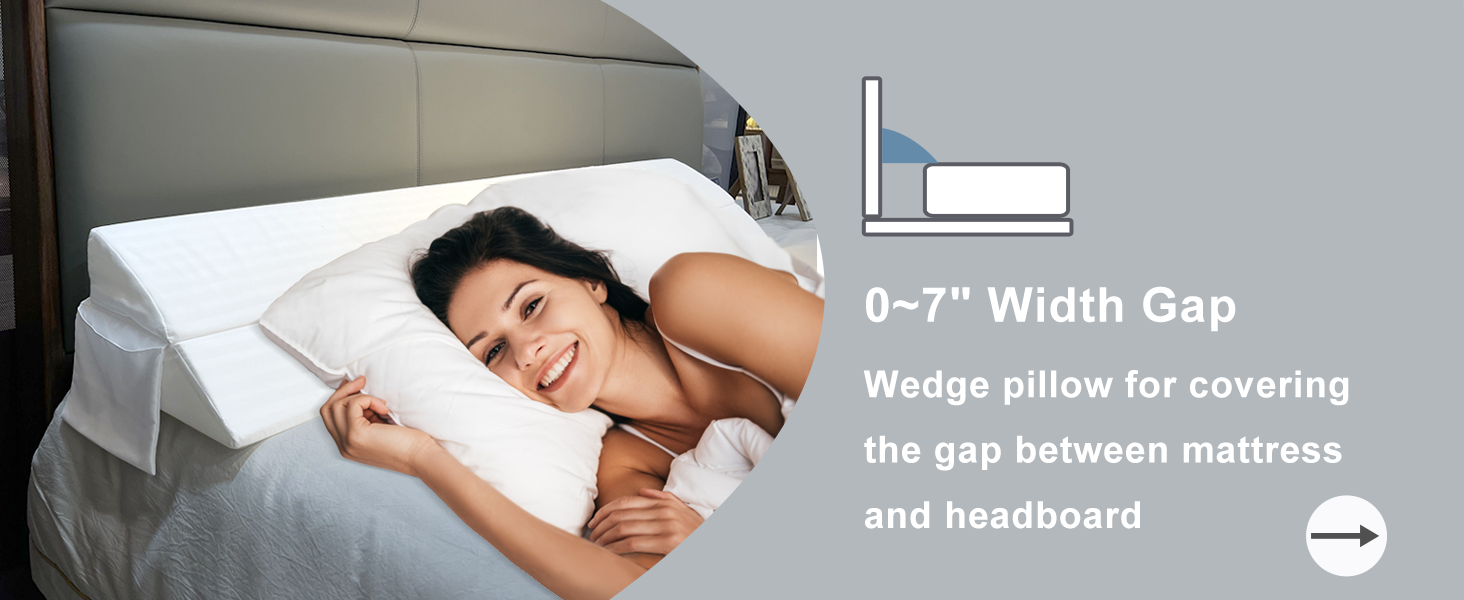 Limthe Bed Wedge Pillow for Headboard Queen Size,Bed Gap
