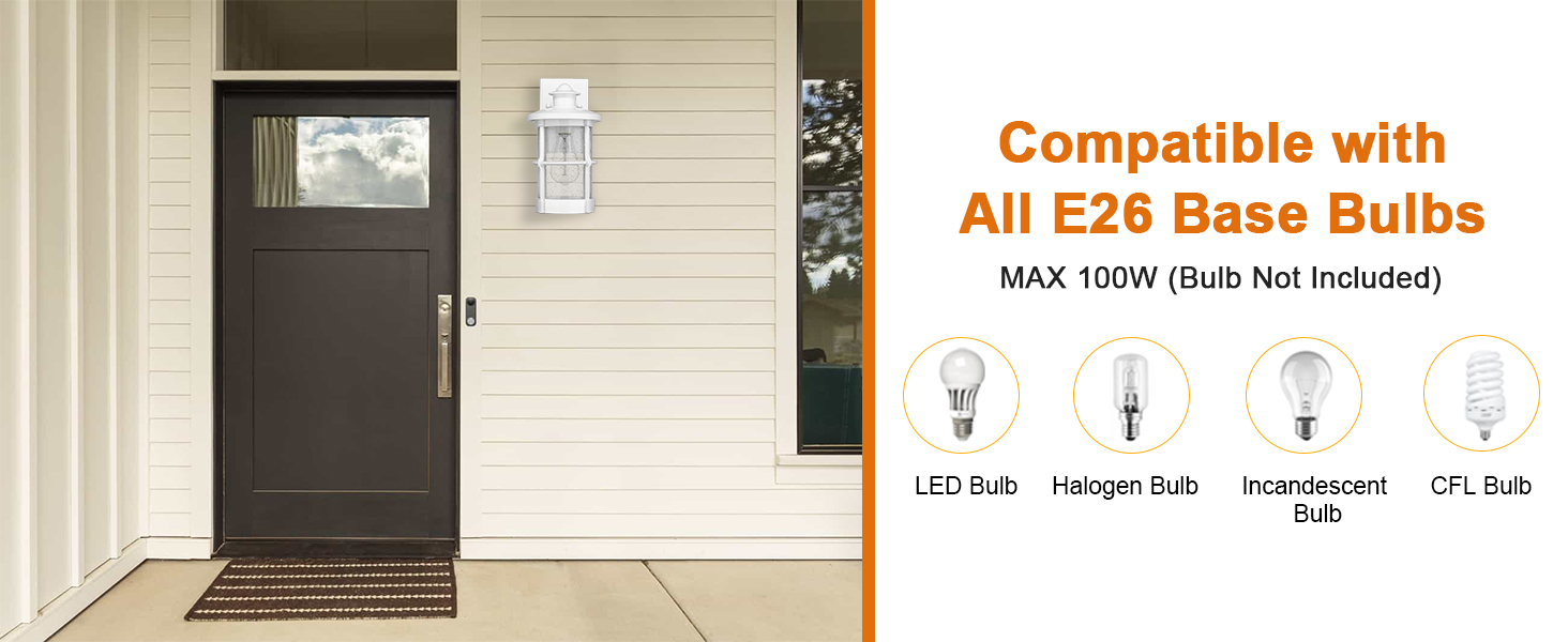 e 26 base outdoor wall light