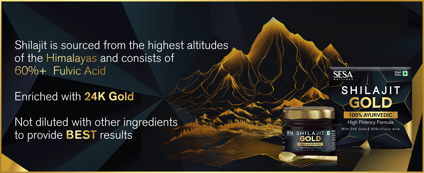 Buy SESA Shilajit Gold Resin 20g With 24k Gold 60%+ Fulvic Acid - Shilajit Or Shilajit Gold Which Is Better