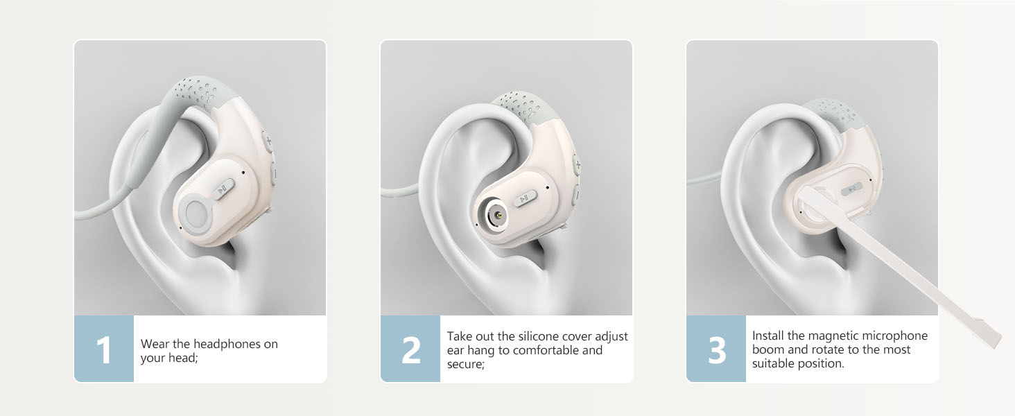 BANIGIPA Bluetooth 5.4 Headset with Microphone Noise Cancelling Open Ear Headphones for Calling 