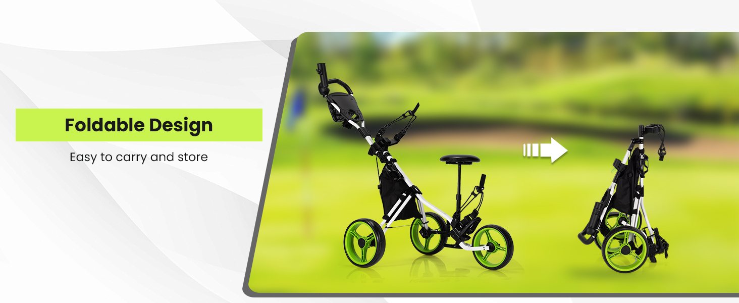Costway Golf Push Pull Cart, Lightweight 3 Wheels Golf Push Cart
