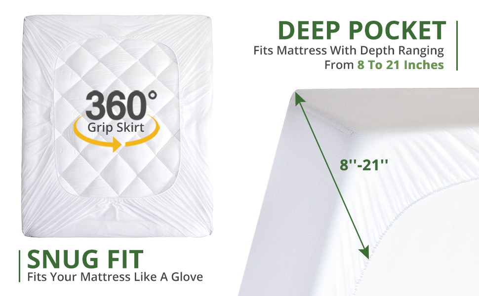 ROCYJULINB Bamboo Mattress Topper Queen Size, 600GSM Down Alternative