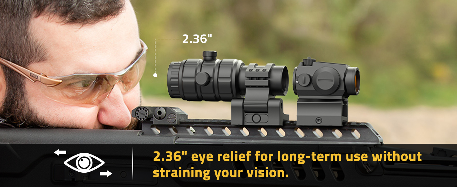 Comfortable eye relief - CVLIFE JackalHowl Green Dot Sight & 3X Magnifier Combo Set