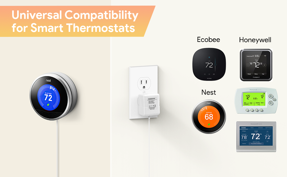 Thermostats 24 Volt Transformer C Wire Power Adapter for Nest, Ecobee
