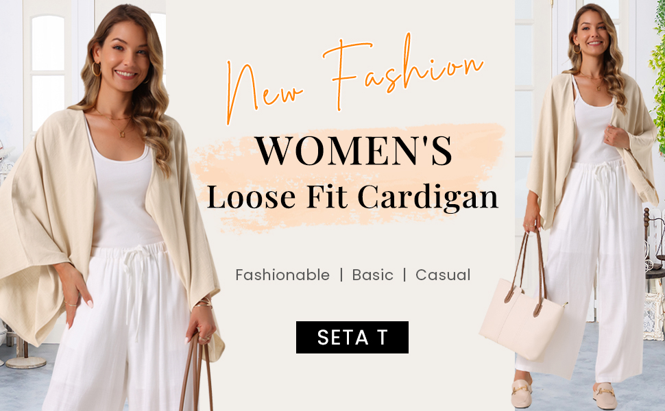 Amazon.com: Seta T Women's Summer Linen Cardigan 3/4 Sleeve