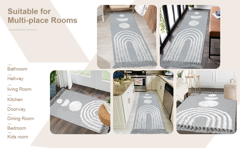 LINROMIA Boho Runner Rug, 2' x 5' Rug Runner Tufted Hallway Runner Rug