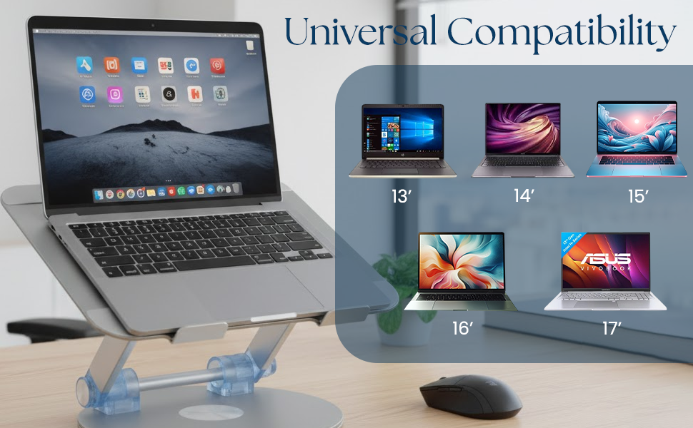 J27 Portable Laptop Stand, Ergonomic Adjustable Alloy Laptop Riser, Foldable Stand, Height Adjustable, Anti-Slip Design, Lightweight, Ideal for Work, Study, and Travel 135 J27 Portable Laptop Stand SPN-MX9E8