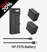 SmallRig Battery Charger Set for Sony NP-F970 7800mAh, Double Slot Charger with LCD Display for S...