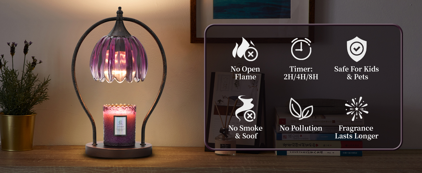 Purple candle warmer light