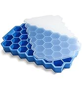 Ice Cube Trays for Freezer with Lid-37 Grid Silicone for Small Ice Cube Molds,Easy-Release Reusab...