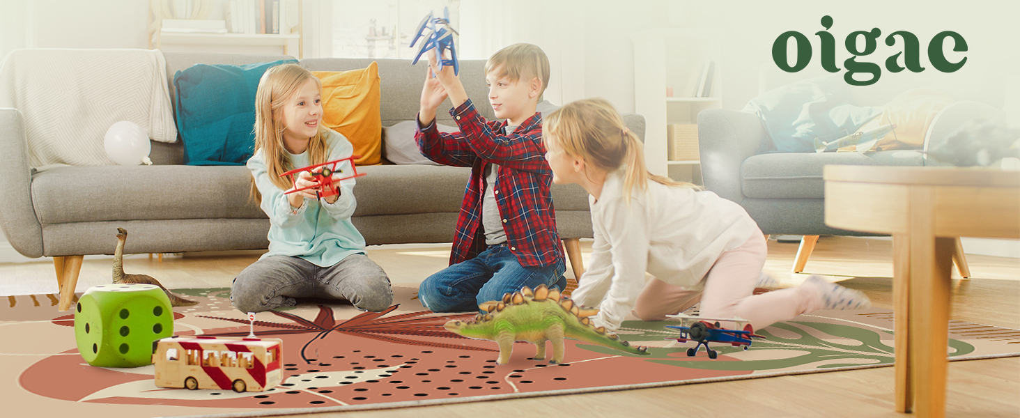 OIGAE Botanical Print 6x9 Washable Area Rug NonSlip, Low