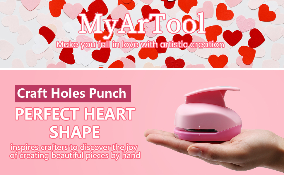 MyArTool Heart Paper Punch, 1 Inch Heart Punches for Paper Crafts, 25mm