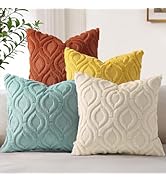 decorUhome Set of 4 Throw Pillow Covers 18x18 Inch, Neutral Decorative Soft Plush Faux Wool Couch...