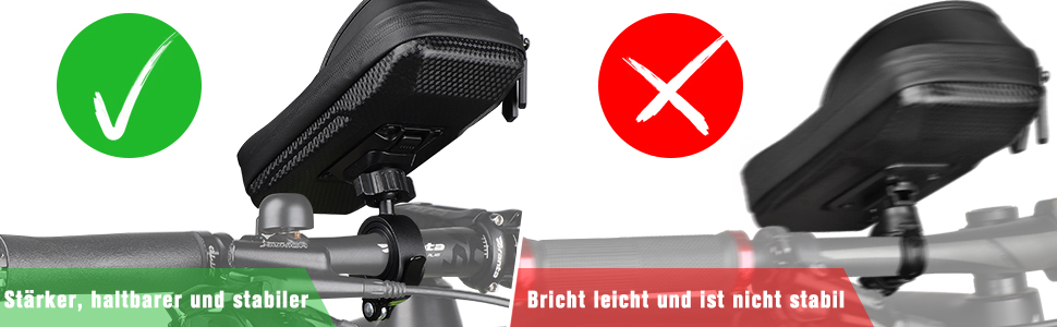 Die Fahrradtasche sitzt fest auf dem Rahmen