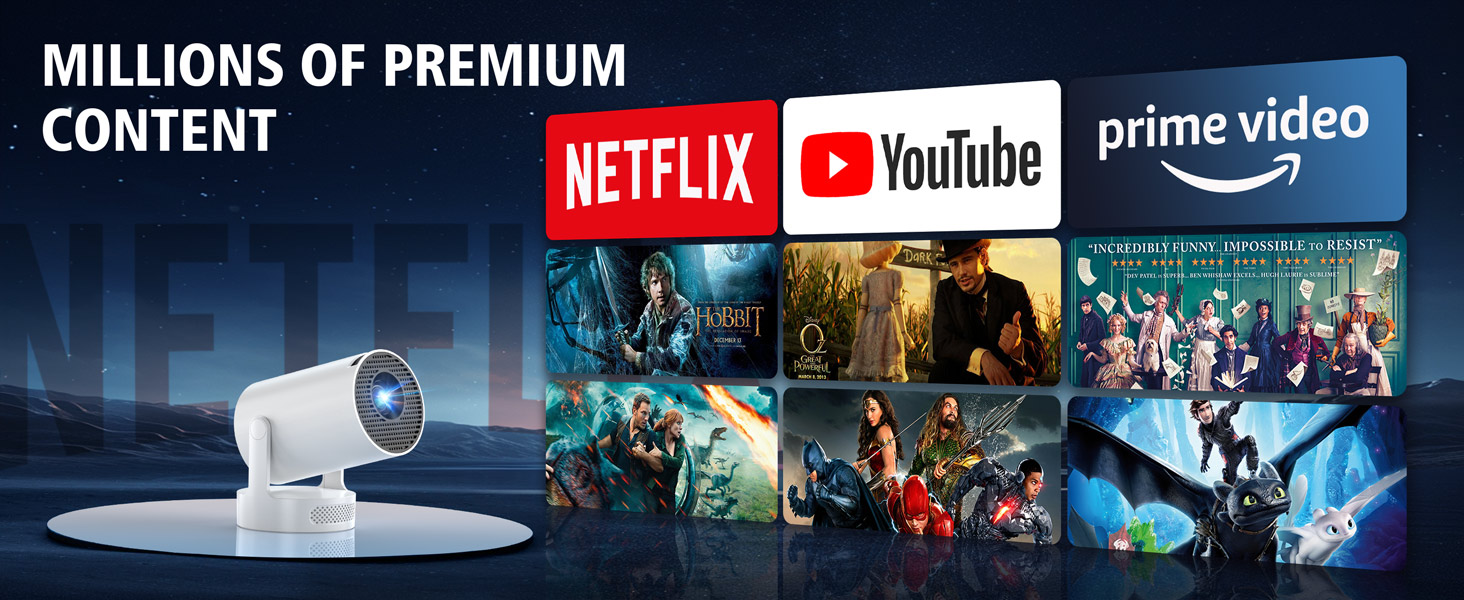 Projector in use showing WiFi and Bluetooth