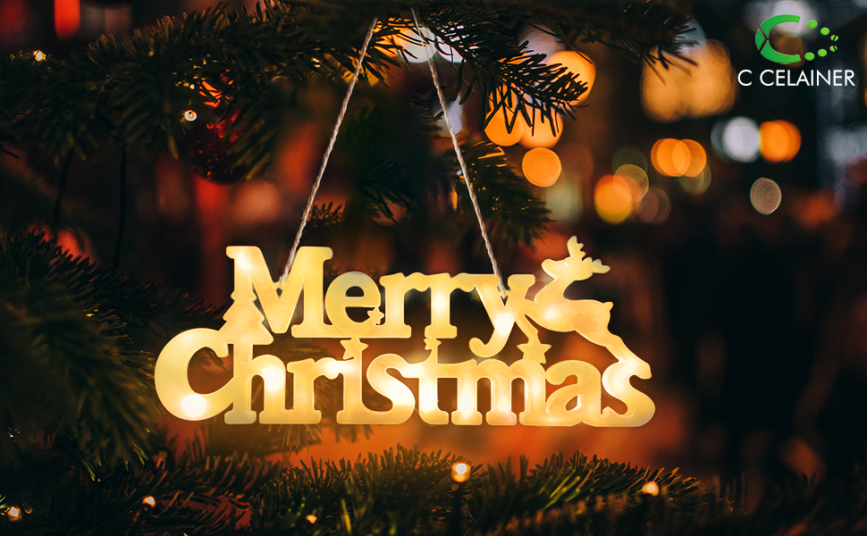 Merry Christmas Sign with Lights, C CELAINER Merry Christmas Lighted Sign Outdoor
