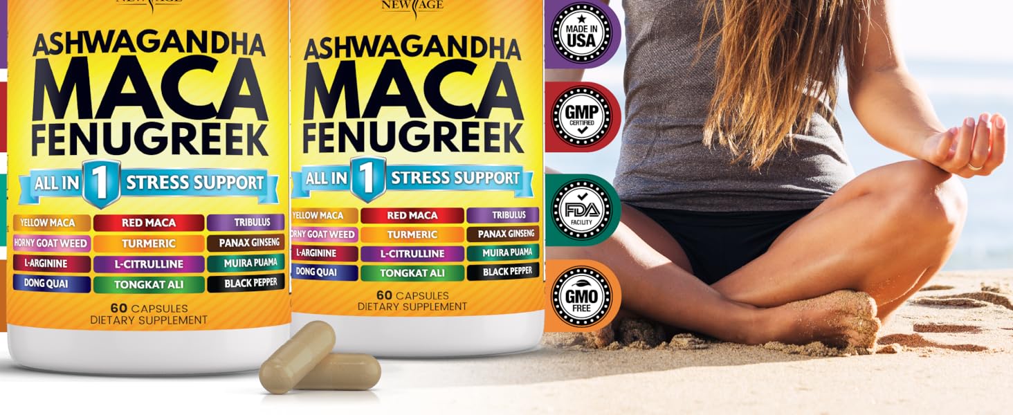 stress support maca ashwagandha fungreek turmeric energy immune