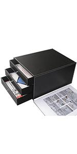 KINGFOM 3-Drawer 3-Layer Wood Structure Leather Desk Filing Cabinet File/Document Holder Organizer