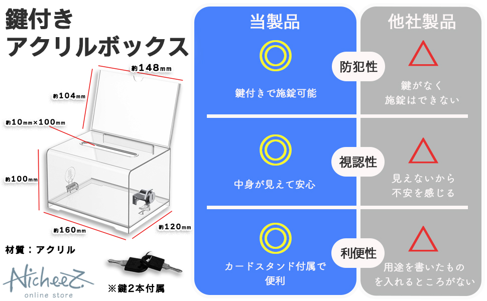 2525Leo様　ご予約済 Amazon.co.jp: Nicheez アクリル募金箱 鍵付き 透明 寄付箱 貯金