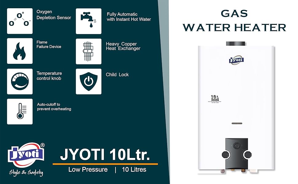 Buy Jyoti 10Ltr LP Instant Gas Geyser Fully Automatic Low Pressure