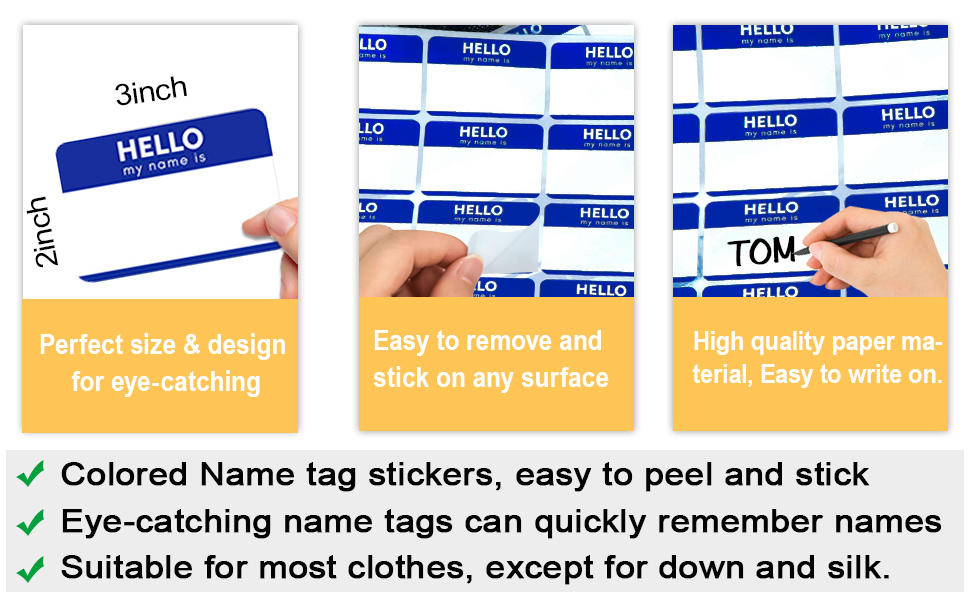 Zacool 480 Pcs Name Tag Stickers (3"x 2") Identification