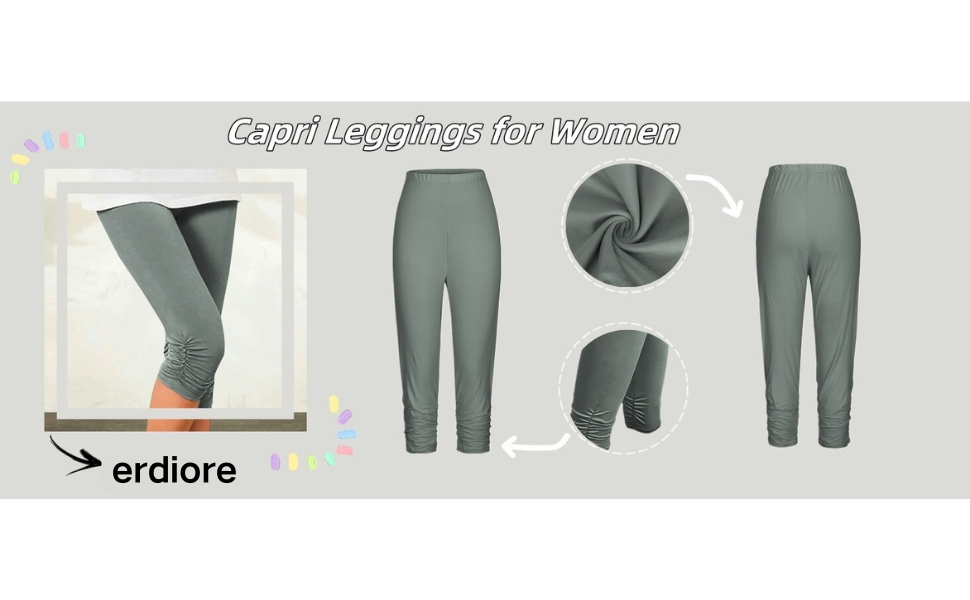 Capri Pants for Women Plus Size Stretch Knee Length Leggings