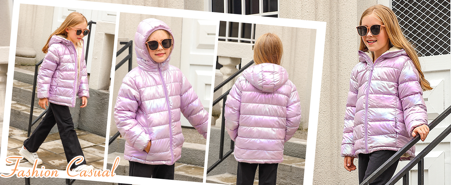 Girls' Coats Girls Winter Jacket Padded Coat Hooded Quilted Jacket
